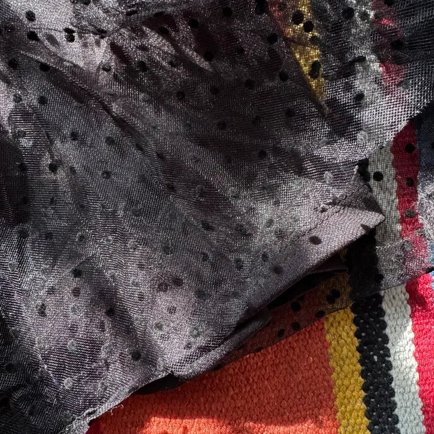 [BUNJANG] Vintage Black Dot Pattern Chiffon Layered Skirt / 빈티지 블랙 도트 패턴 샤 쉬폰 레이어드 스커트 치마