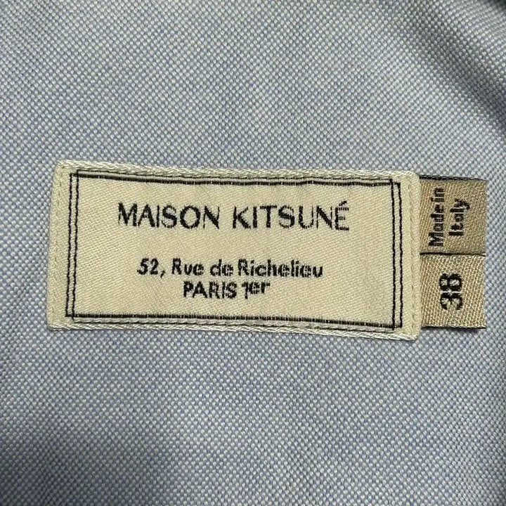 [BUNJANG] Maison Kitsune Tricolor Fox Sky Blue Cotton Shirt / 38 메종키츠네 트리컬러 폭스 스카이블루 코튼 셔츠