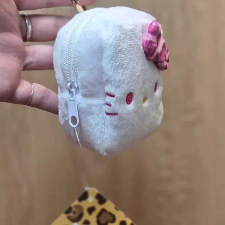 [BUNJANG] Pink Leopard Print Kitty Pouch Keyring / 핑크호피 키티 파우치키링