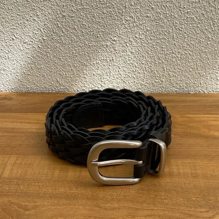 [BUNJANG] Kinda Beige Cowhide Twist Leather Belt / 킨다베이지 소가죽 트위스트 레더 벨트