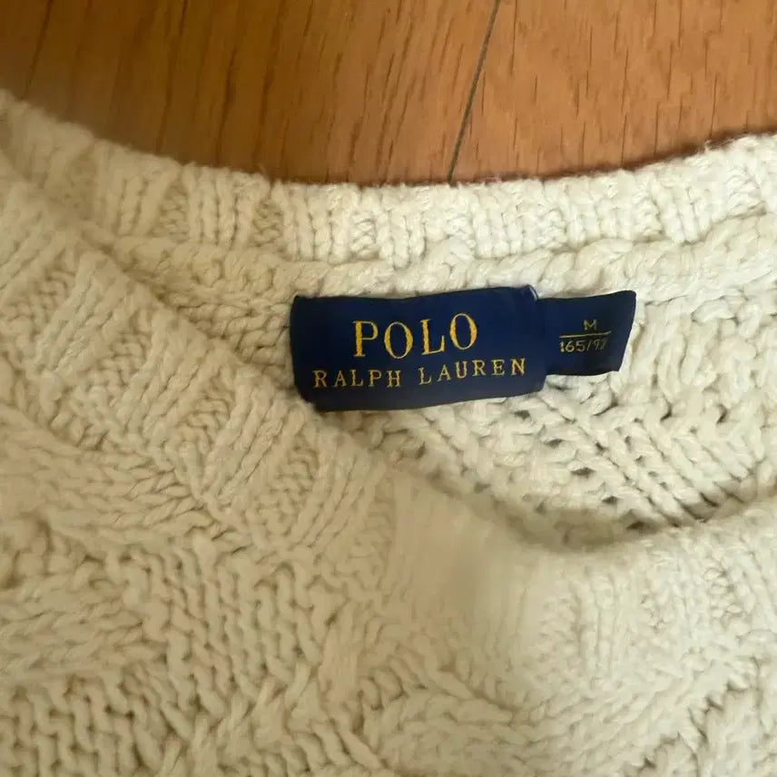 [BUNJANG] Polo Ralph Lauren Cable Knit Sweater Ivory / 폴로 랄프로렌 케이블 니트 아이보리