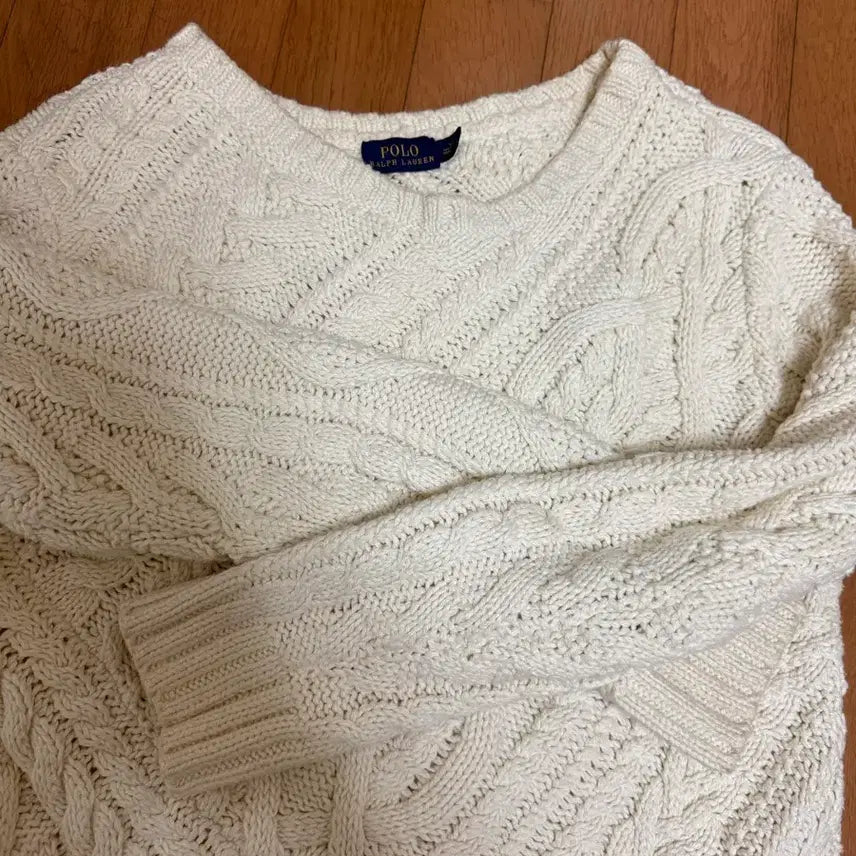 [BUNJANG] Polo Ralph Lauren Cable Knit Sweater Ivory / 폴로 랄프로렌 케이블 니트 아이보리