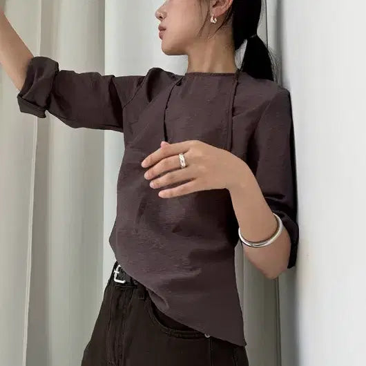 [BUNJANG] Kinda Beige Halterneck Bustier Blouse Brown / 킨다베이지 홀터넥 뷔스티에 블라우스 브라운