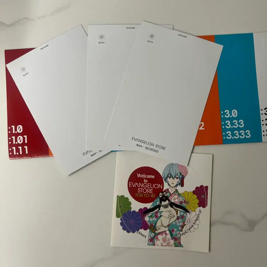 [BUNJANG] Evangelion EVA Store Summer Special Postcard + Sticker Set (Shinji, Rei, Mari) / 에반게리온 에바스토어 여름 특전 엽서+스티커 (신지,레이,마리)