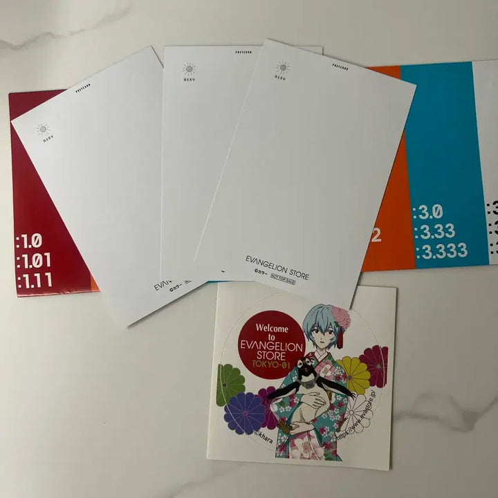 [BUNJANG] Evangelion EVA Store Summer Special Postcard + Sticker Set (Shinji, Rei, Mari) / 에반게리온 에바스토어 여름 특전 엽서+스티커 (신지,레이,마리)