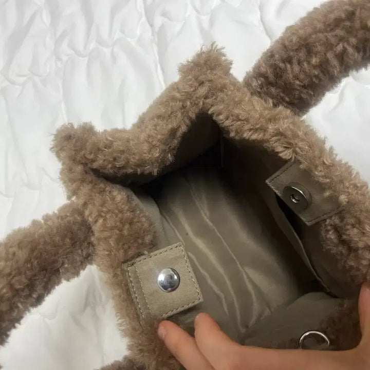 [BUNJANG] GU Brown Sherpa Tote Bag / GU 뽀글이 토트백 브라운