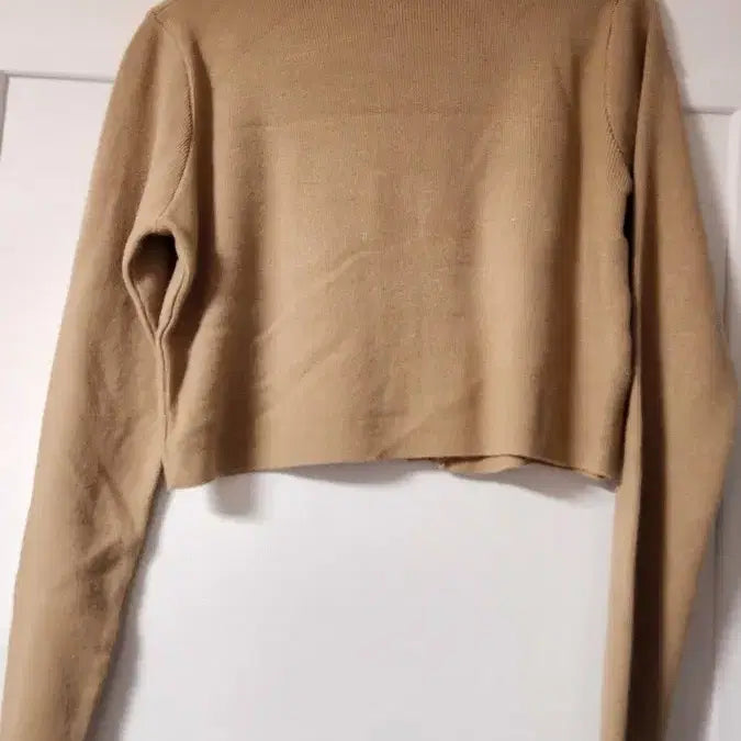 [BUNJANG] V-Neck Ribbed Crop Cardigan Beige / 브이넥 골지 크롭 가디건 베이지