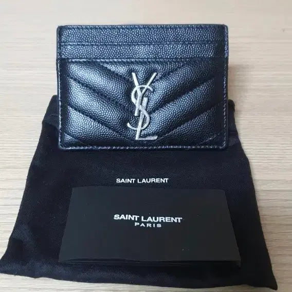 [BUNJANG] Yves Saint Laurent Card Wallet Silver Logo / 입생로랑 생로랑 카드지갑/지갑 은장 정품A급(감정O)