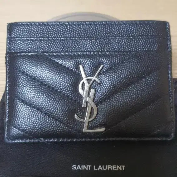[BUNJANG] Yves Saint Laurent Card Wallet Silver Logo / 입생로랑 생로랑 카드지갑/지갑 은장 정품A급(감정O)