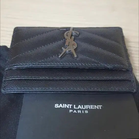 [BUNJANG] Yves Saint Laurent Card Wallet Silver Logo / 입생로랑 생로랑 카드지갑/지갑 은장 정품A급(감정O)
