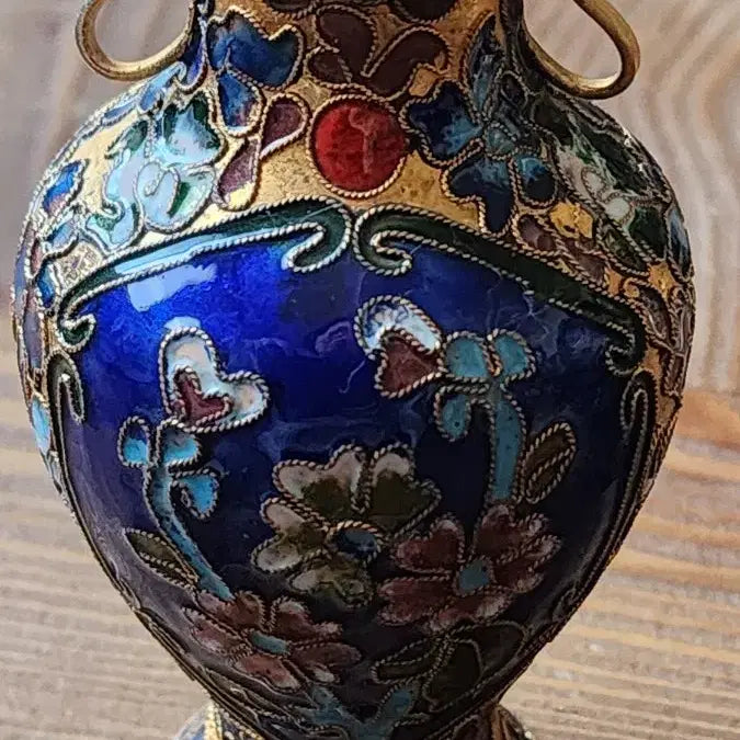 [BUNJANG] Chinese 1970s Floral Cloisonne Mini Vase Set / 중국70년대 꽃무늬 칠보 미니 화병 2개 세트