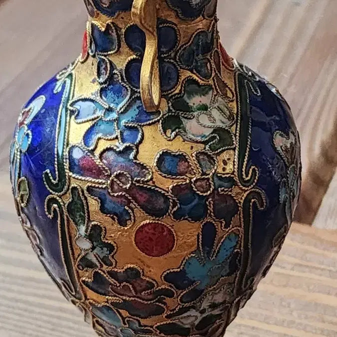 [BUNJANG] Chinese 1970s Floral Cloisonne Mini Vase Set / 중국70년대 꽃무늬 칠보 미니 화병 2개 세트