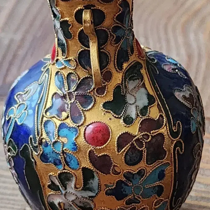 [BUNJANG] Chinese 1970s Floral Cloisonne Mini Vase Set / 중국70년대 꽃무늬 칠보 미니 화병 2개 세트