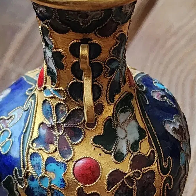 [BUNJANG] Chinese 1970s Floral Cloisonne Mini Vase Set / 중국70년대 꽃무늬 칠보 미니 화병 2개 세트