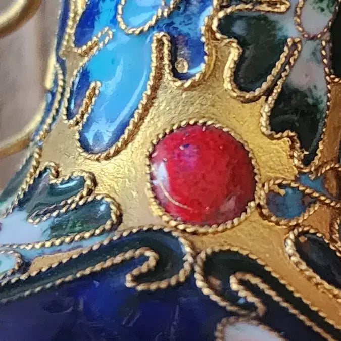 [BUNJANG] Chinese 1970s Floral Cloisonne Mini Vase Set / 중국70년대 꽃무늬 칠보 미니 화병 2개 세트