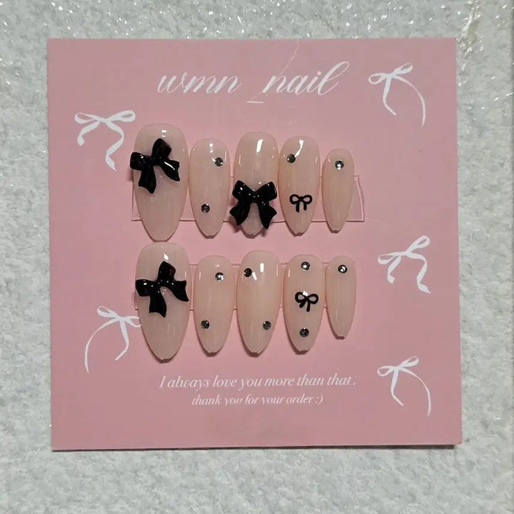 [BUNJANG] Monochrome Black Handmade Nail Tips / 모노블랙 수제네일팁