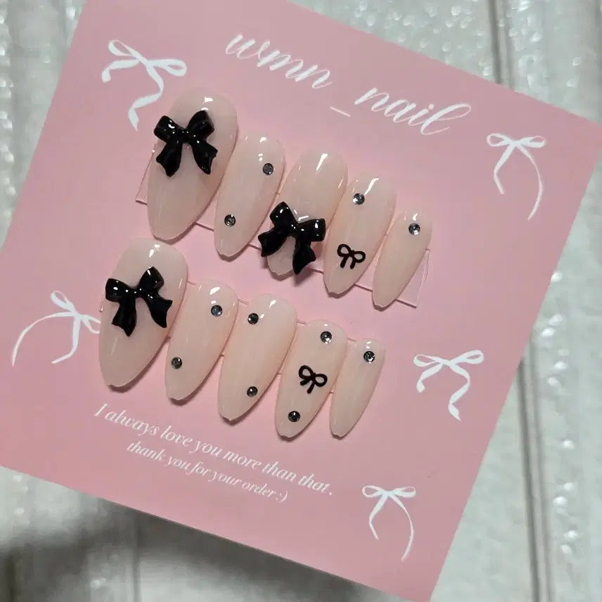 [BUNJANG] Monochrome Black Handmade Nail Tips / 모노블랙 수제네일팁