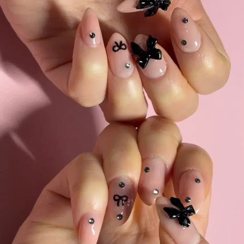 [BUNJANG] Monochrome Black Handmade Nail Tips / 모노블랙 수제네일팁