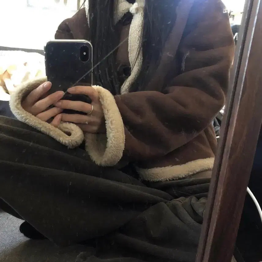 [BUNJANG] ANOTHERONE Brown Mouton Jacket / 애니원모어 브라운 무스탕 자켓