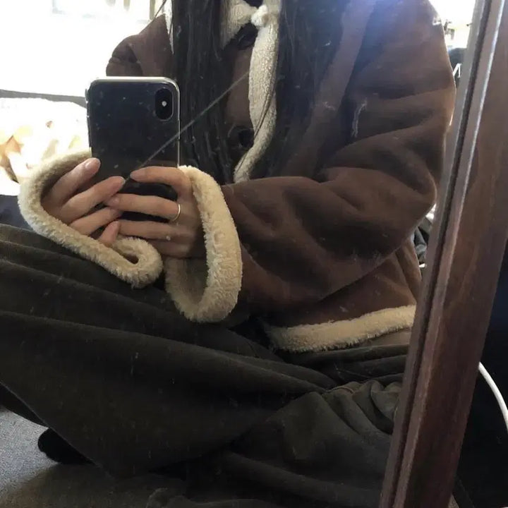[BUNJANG] ANOTHERONE Brown Mouton Jacket / 애니원모어 브라운 무스탕 자켓