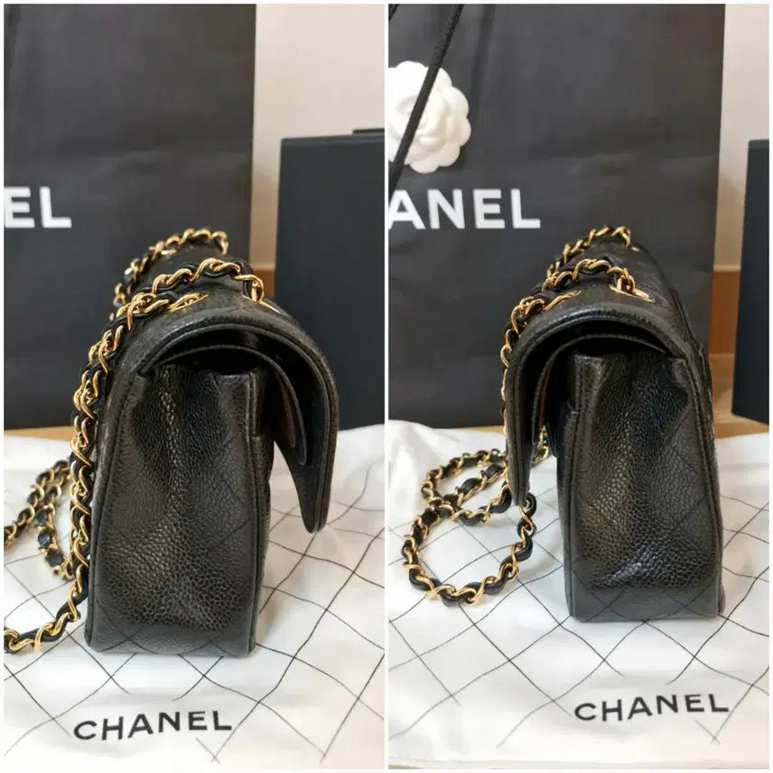 [BUNJANG] Chanel Classic Caviar Small Gold Hardware Handbag / 샤넬 클래식 캐비어 스몰 금장 내장칩 새상품급
