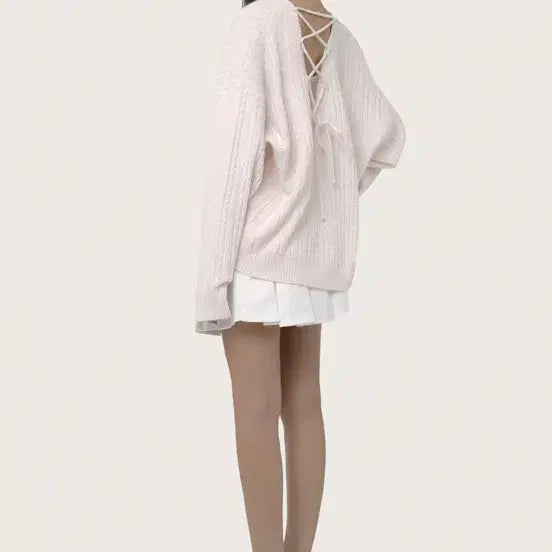 [BUNJANG] Clicheria Lyric Tie-back Cable Knit Top / 클리시어  Lyric tie-back cable knit 타이 백 케이블