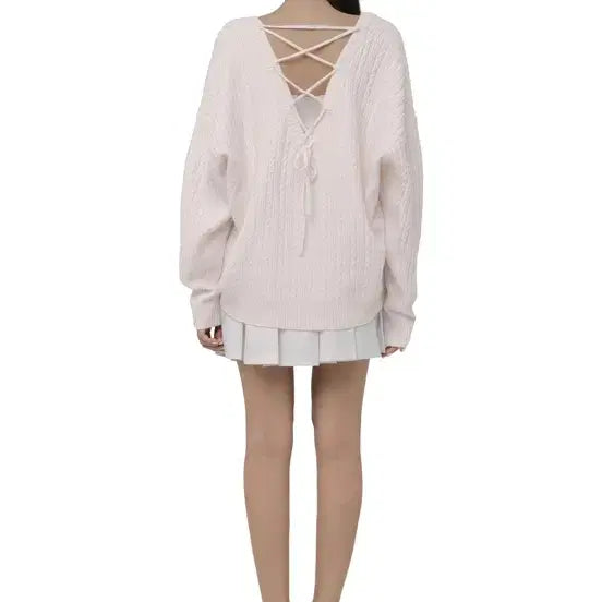 [BUNJANG] Clicheria Lyric Tie-back Cable Knit Top / 클리시어  Lyric tie-back cable knit 타이 백 케이블