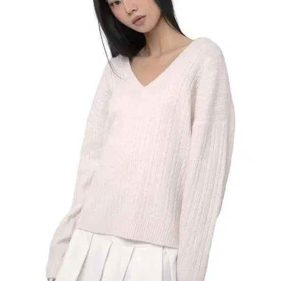 [BUNJANG] Clicheria Lyric Tie-back Cable Knit Top / 클리시어  Lyric tie-back cable knit 타이 백 케이블