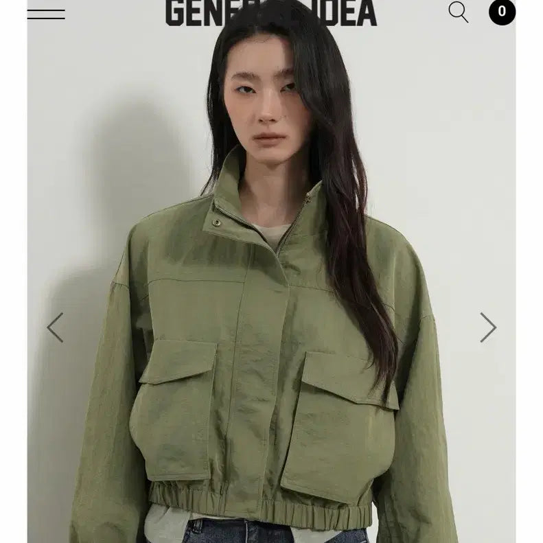 [BUNJANG] General Idea Khaki Crop Jacket / 제너럴아이디어 카키색 크롭 자켓 (새상품)
