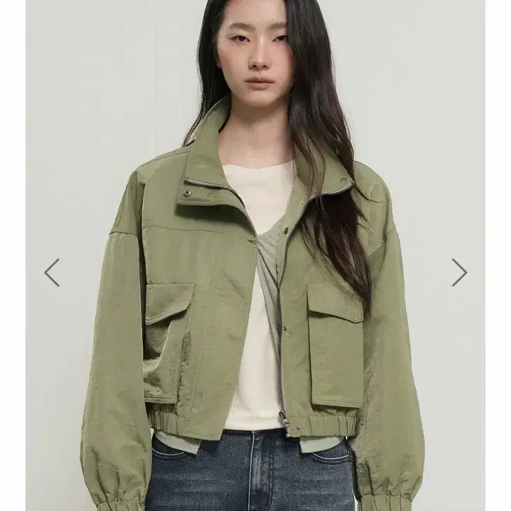 [BUNJANG] General Idea Khaki Crop Jacket / 제너럴아이디어 카키색 크롭 자켓 (새상품)