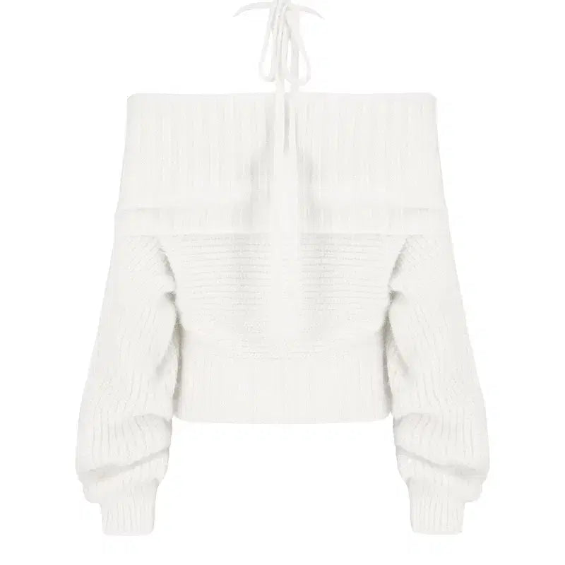 [BUNJANG] Clichy Palette Off-shoulder Knit White / 클리시어 팔레트 오프숄더 니트 화이트