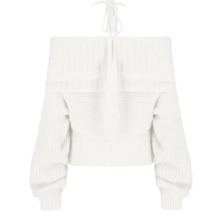 [BUNJANG] Clichy Palette Off-shoulder Knit White / 클리시어 팔레트 오프숄더 니트 화이트