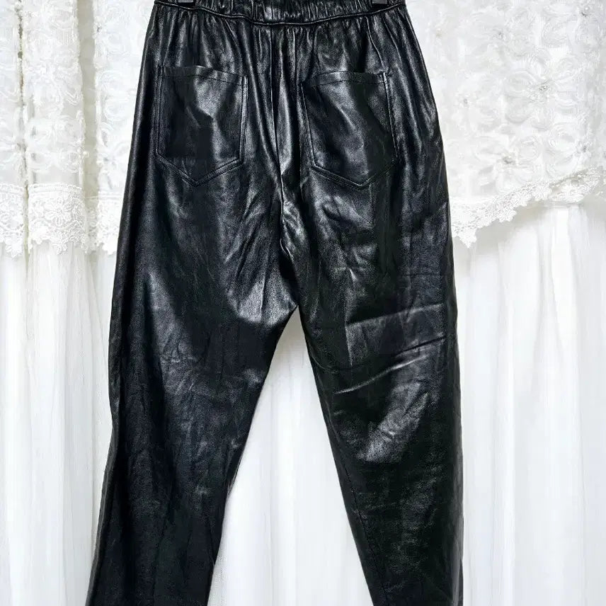 [BUNJANG] ZARA Black Leather Jogger Pants / 자라 블랙레더 조거팬츠
