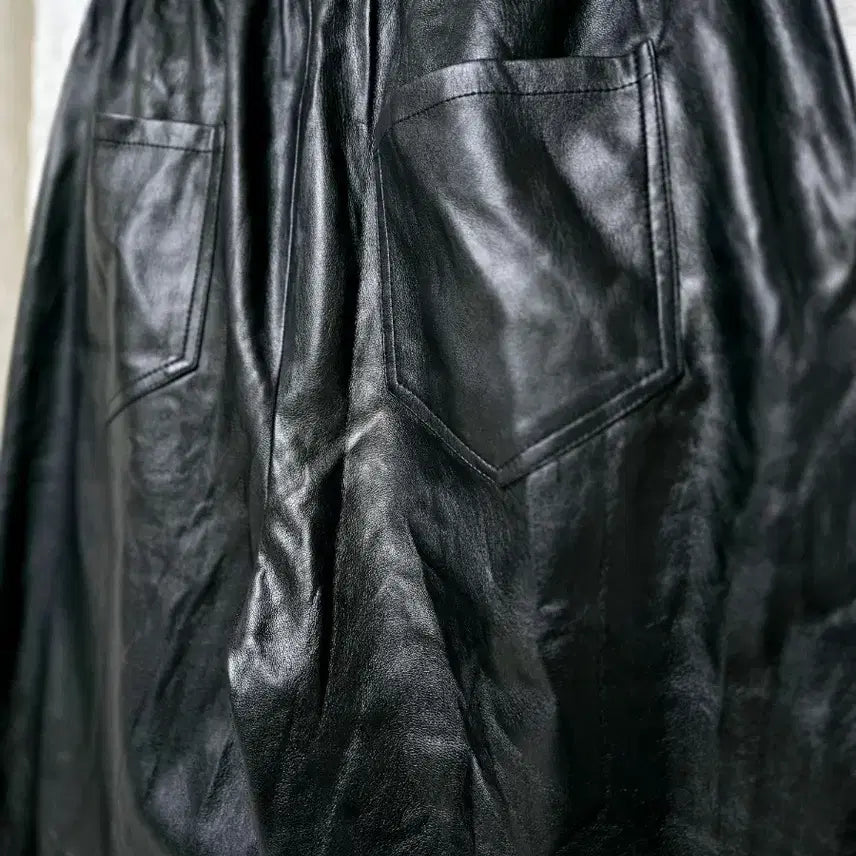 [BUNJANG] ZARA Black Leather Jogger Pants / 자라 블랙레더 조거팬츠