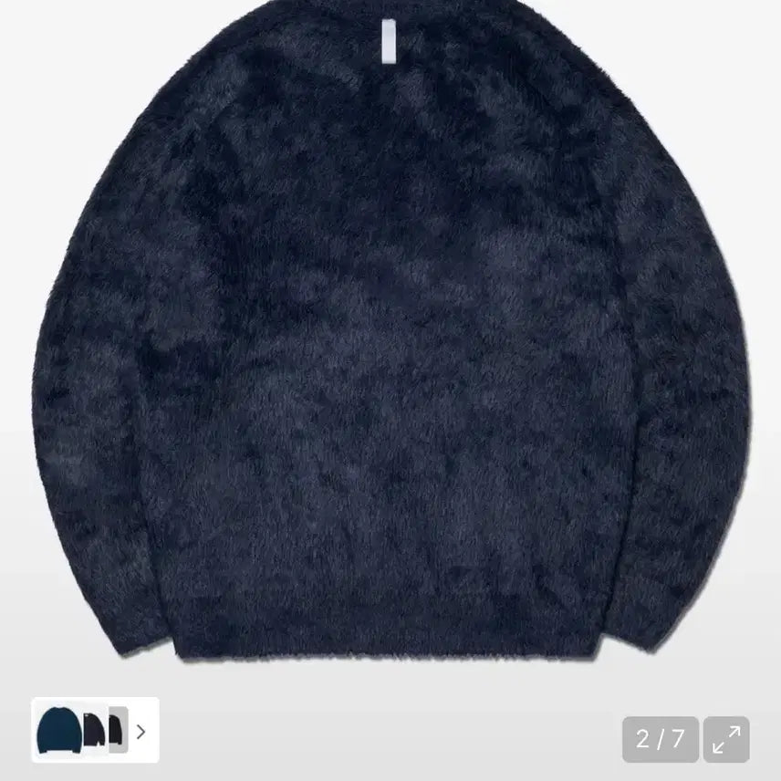 [BUNJANG] No.Manual Dark Navy Hairry Crop Knit / 노매뉴얼 다크네이비 헤어리 크롭 니트