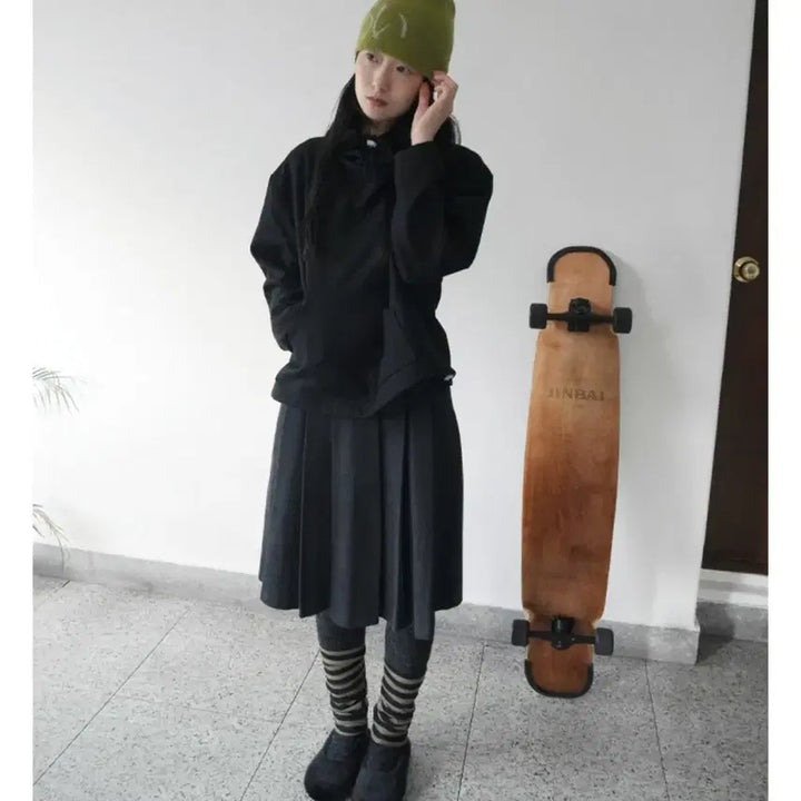 [BUNJANG] Aftermonday Denim Pleated Midi Skirt / 에프터먼데이 데님 플리츠 미디 스커트 흑청 s