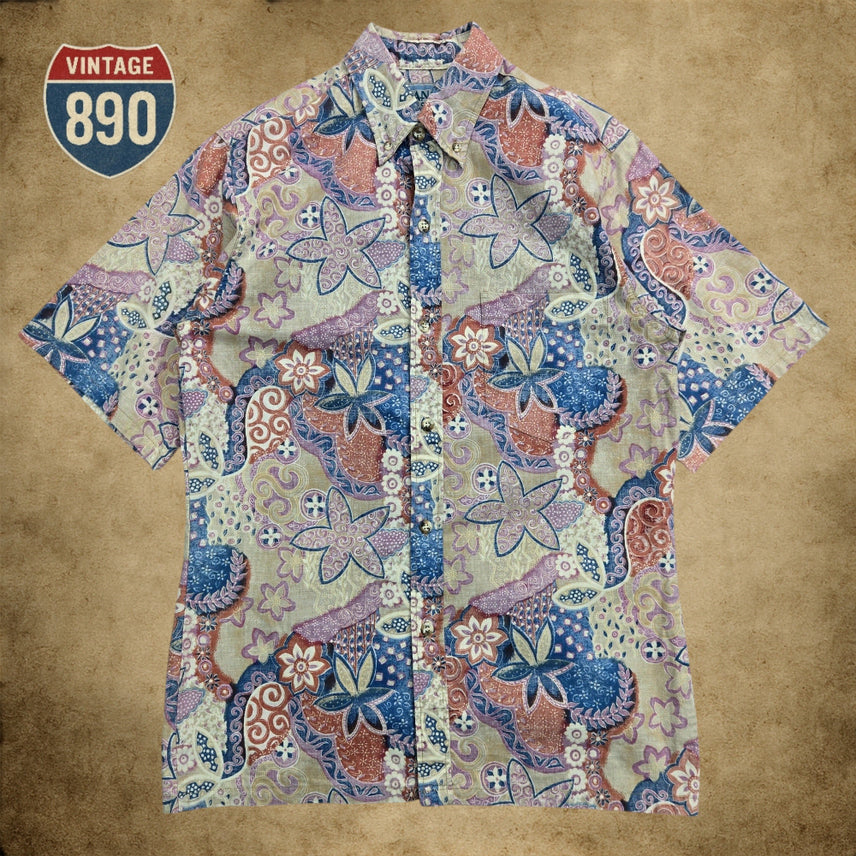 [BUNJANG] MANOA 90s Floral Pattern Short Sleeve Shirt - Size M / [M] MANOA 마노아 빈티지 90s 플로럴 패턴 반팔셔츠
