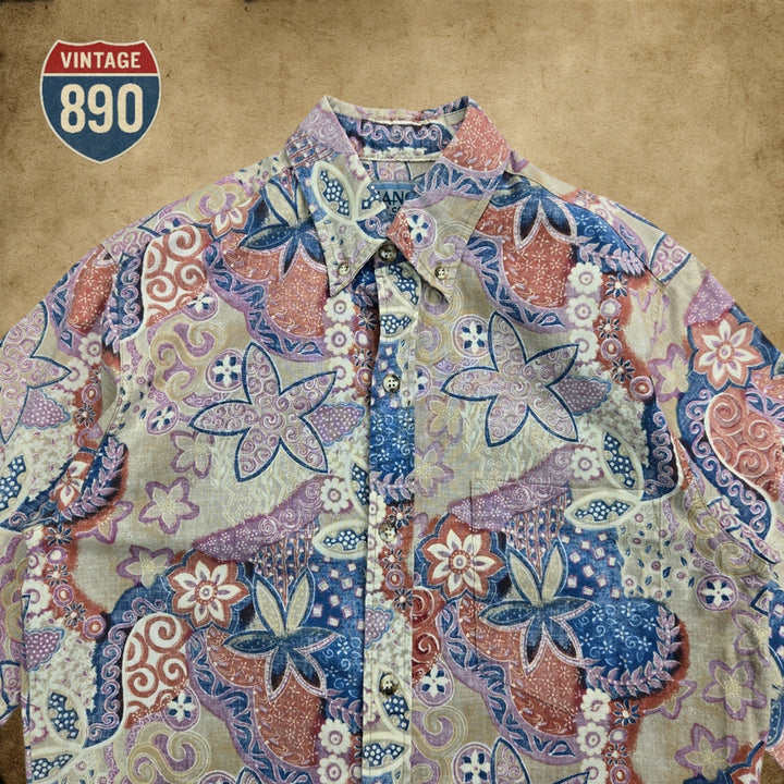 [BUNJANG] MANOA 90s Floral Pattern Short Sleeve Shirt - Size M / [M] MANOA 마노아 빈티지 90s 플로럴 패턴 반팔셔츠