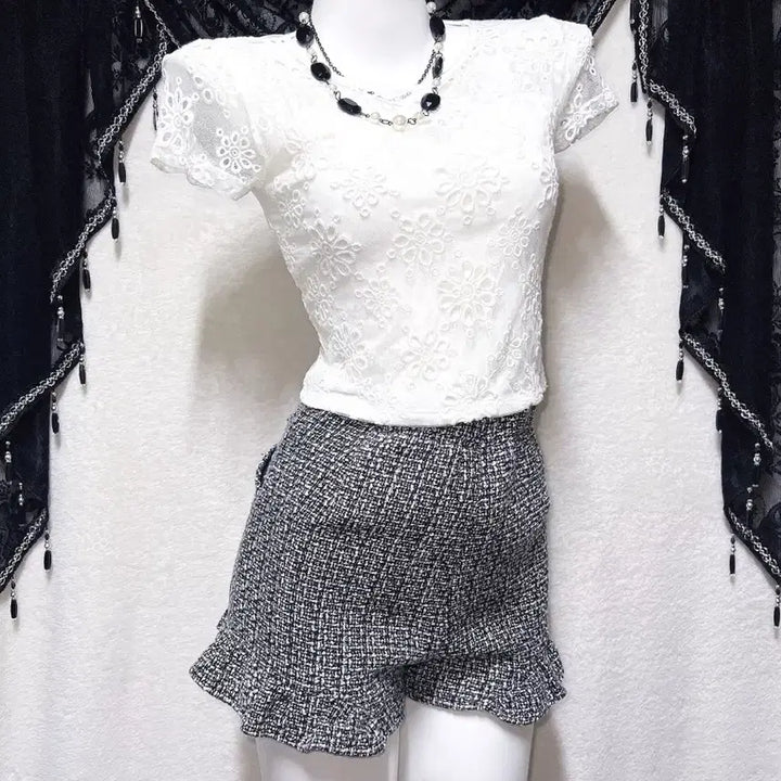 [BUNJANG] Romantic Gyaru Sheer Lace Short Sleeve Top / 로맨틱갸루 로걀 시스루레이스 망사 반팔탑 히메 오네 아게하 헤이세이 섹시