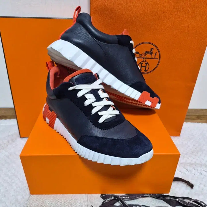 [BUNJANG] Hermes 42 Bouncing Sneakers / [정품/풀구성] 42 에르메스 바운싱 스니커즈 블랙/오렌지