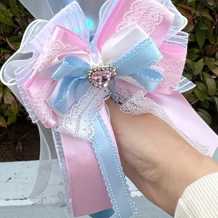 [BUNJANG] Light Stick Cubic Ribbon / 아이돌 응원봉 꾸미기 큐빅 리본 트라이트