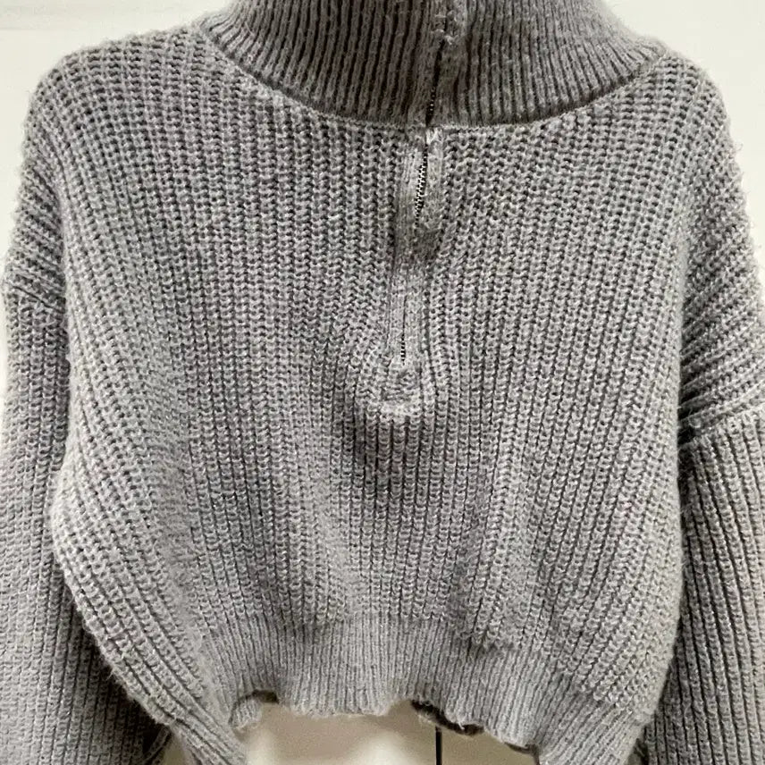 [BUNJANG] Knit Half-Zip Sweater (Gray) / 니트 반집업 (그레이)