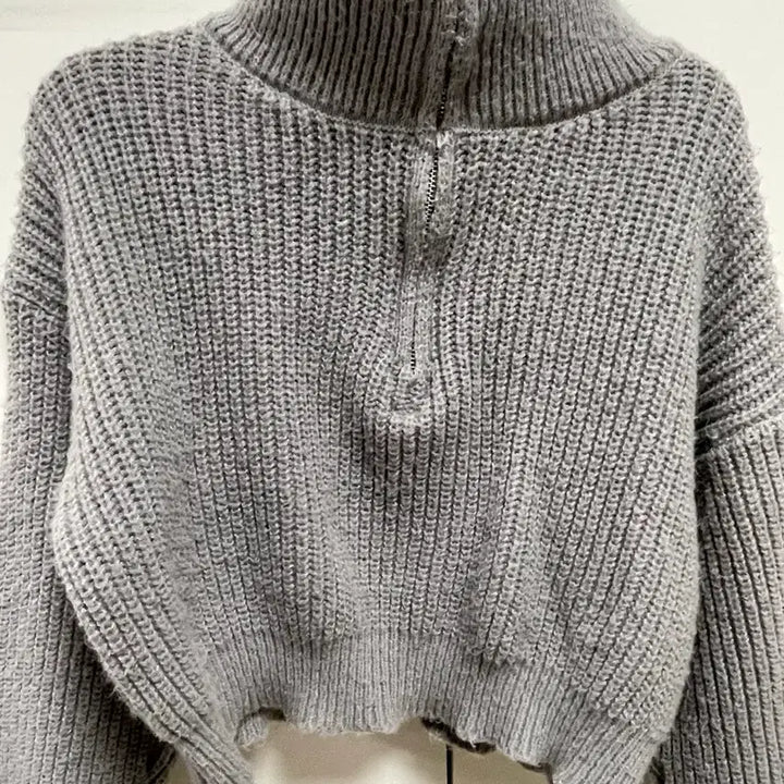 [BUNJANG] Knit Half-Zip Sweater (Gray) / 니트 반집업 (그레이)