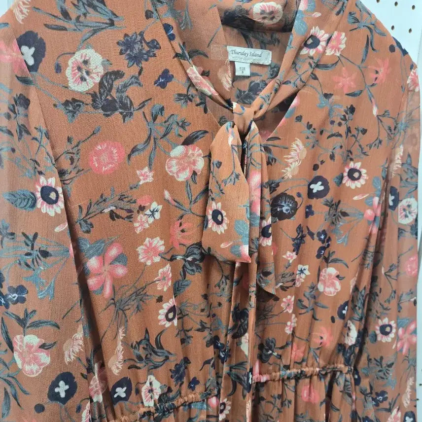 [BUNJANG] Thursday Island Floral Chiffon Long Dress S / (000976)Thursday Island 플라워 쉬폰 롱 원피스S