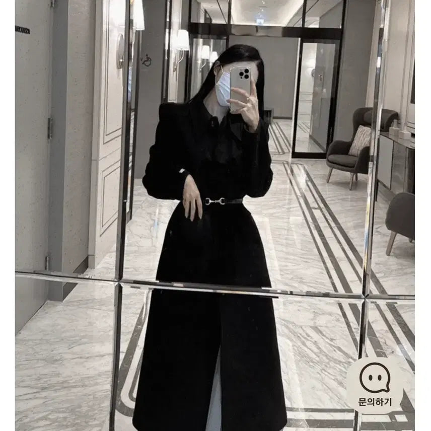 [BUNJANG] Mielle Wool Black Coat (Includes 2 Belts) / 택포!!!!! 미착용 미엘르 울 블랙 코트 (벨트2개포함) 네고 가능