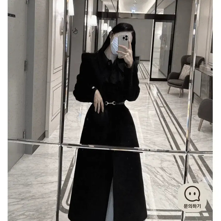 [BUNJANG] Mielle Wool Black Coat (Includes 2 Belts) / 택포!!!!! 미착용 미엘르 울 블랙 코트 (벨트2개포함) 네고 가능