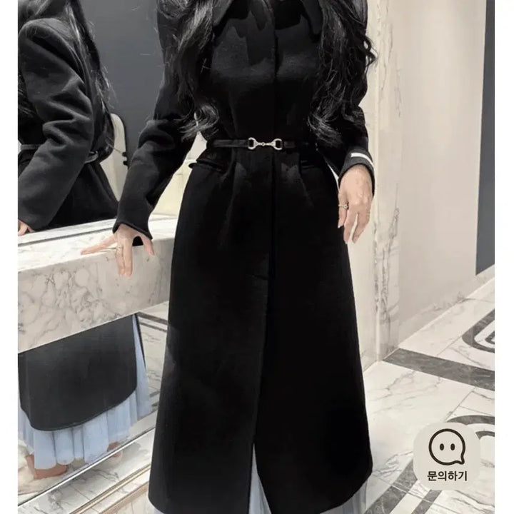[BUNJANG] Mielle Wool Black Coat (Includes 2 Belts) / 택포!!!!! 미착용 미엘르 울 블랙 코트 (벨트2개포함) 네고 가능