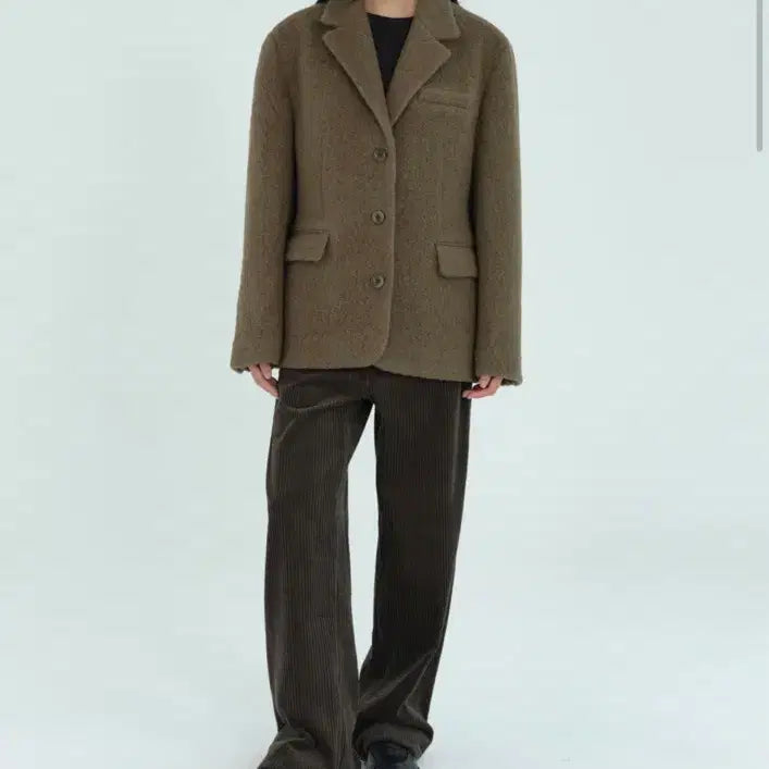 [BUNJANG] ORE Boucle Overfit Single Coat Jacket Khaki / [새상품급/1회착용] ORE 오어 부틀 오버핏 싱글 코트 자켓 카키