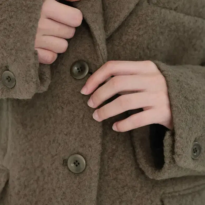 [BUNJANG] ORE Boucle Overfit Single Coat Jacket Khaki / [새상품급/1회착용] ORE 오어 부틀 오버핏 싱글 코트 자켓 카키