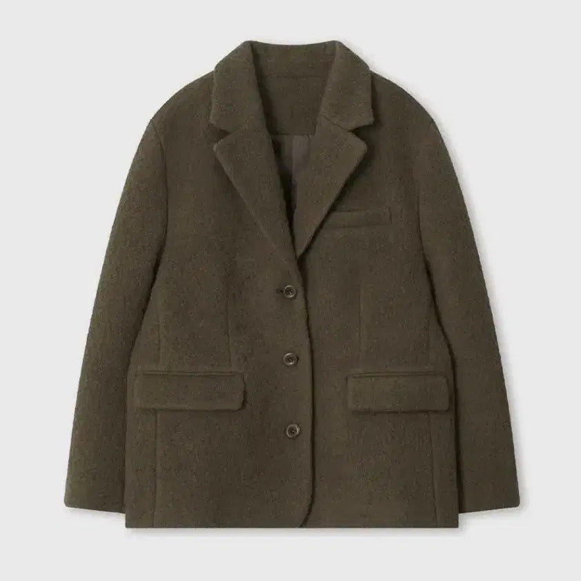 [BUNJANG] ORE Boucle Overfit Single Coat Jacket Khaki / [새상품급/1회착용] ORE 오어 부틀 오버핏 싱글 코트 자켓 카키